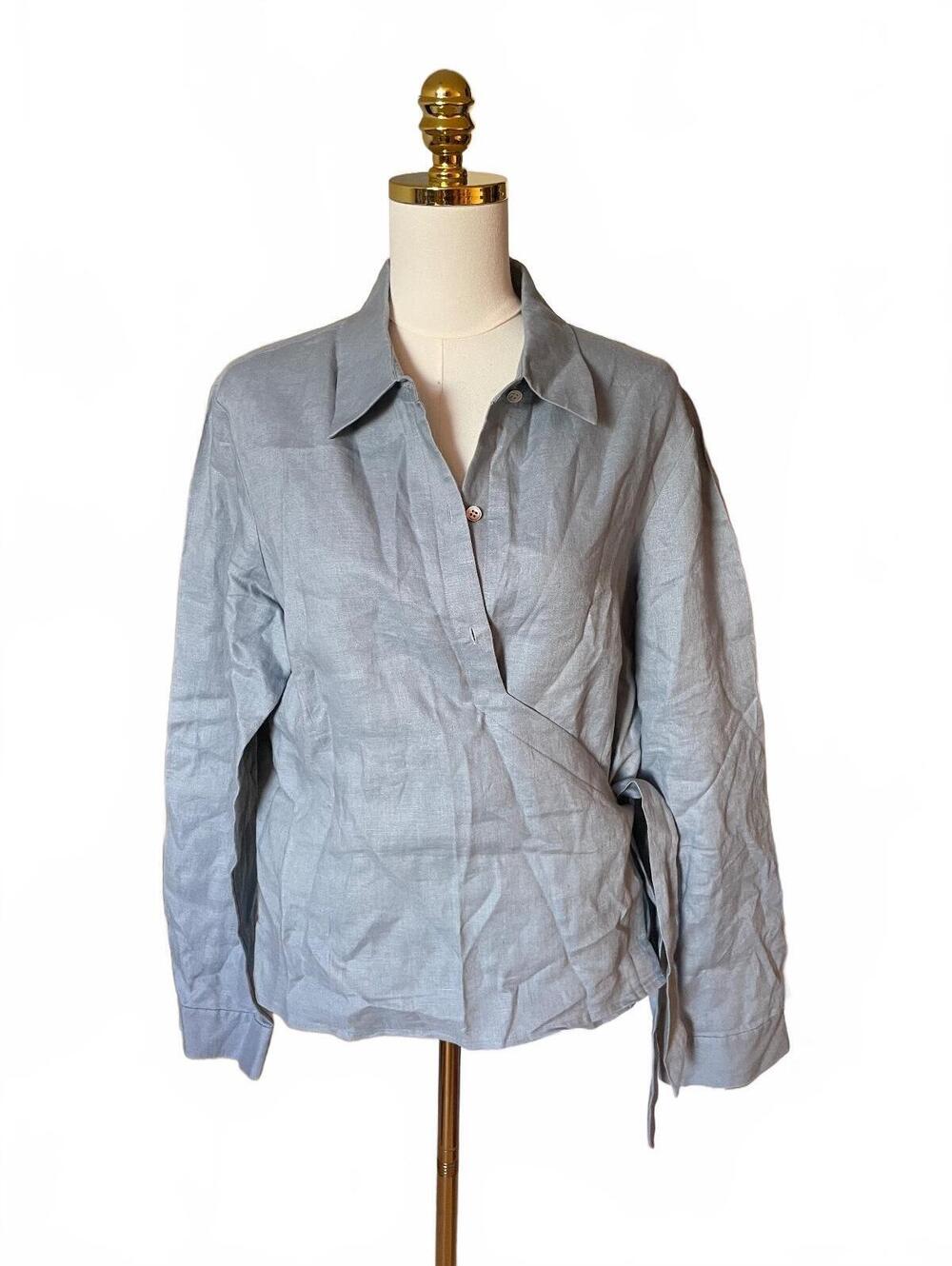 Liz Claiborne light blue wrap blouse size 16